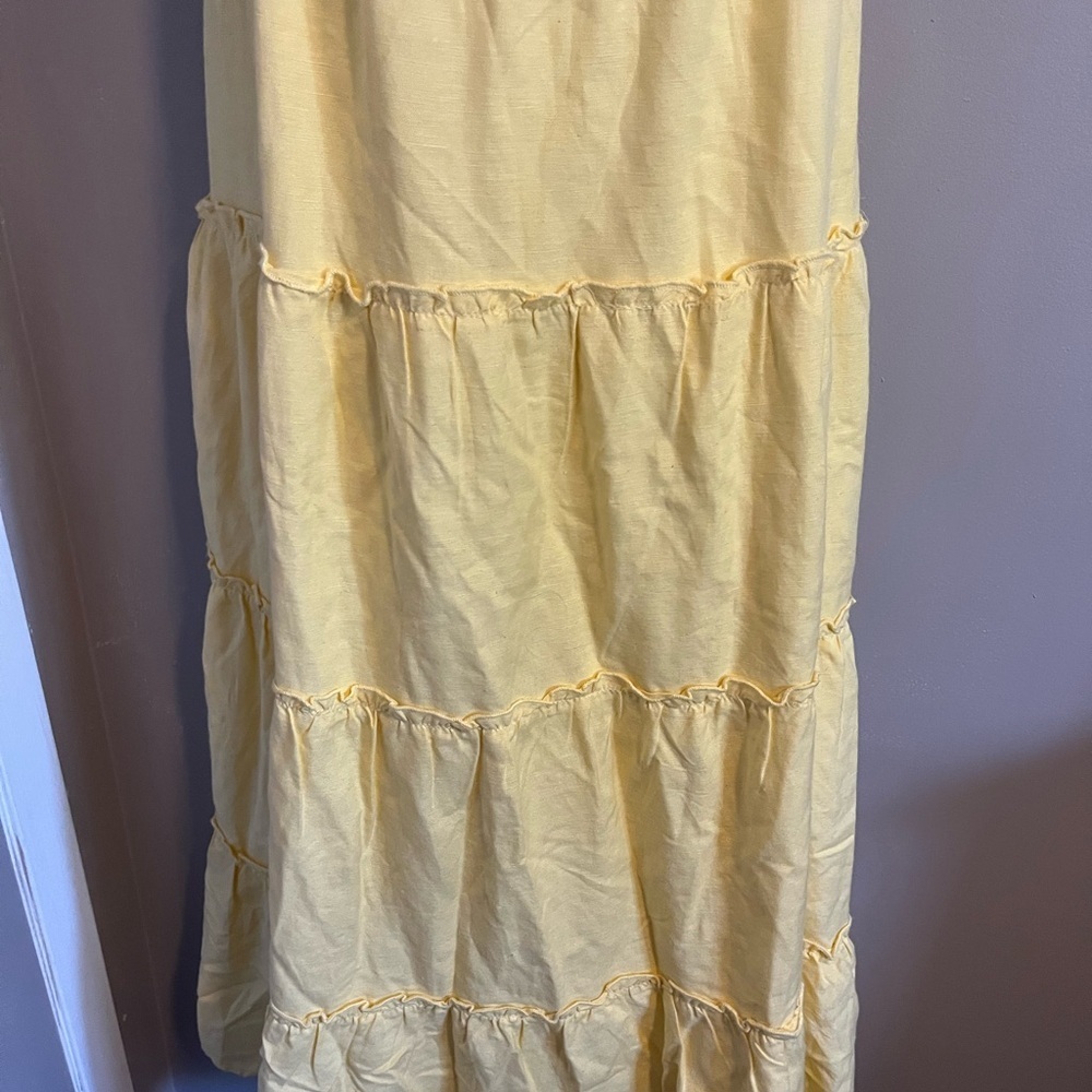 Yellow Ruffled Sleeveless tiered maxi Dress size large Cottagecore - Picture 4 of 7